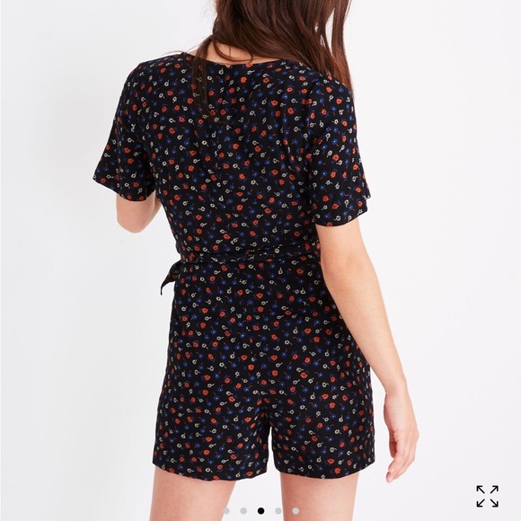 Madewell Wrap Front Romper in Prairie Posies - Picture 2 of 9